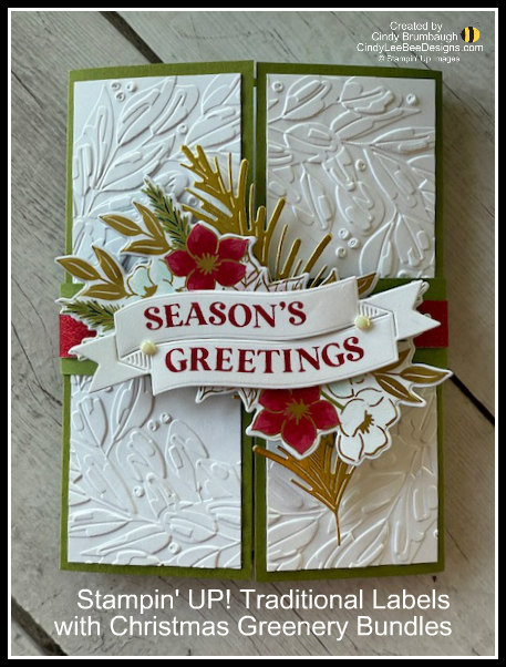 Stampin' UP! Traditional Labels with Christmas Greenery Gatefold